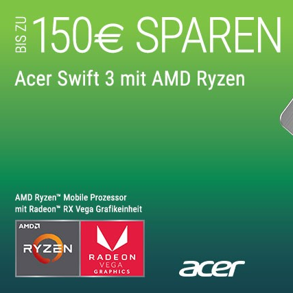 Acer Swift 3 Notebook mit AMD Ryzen 5 / Ryzen 7